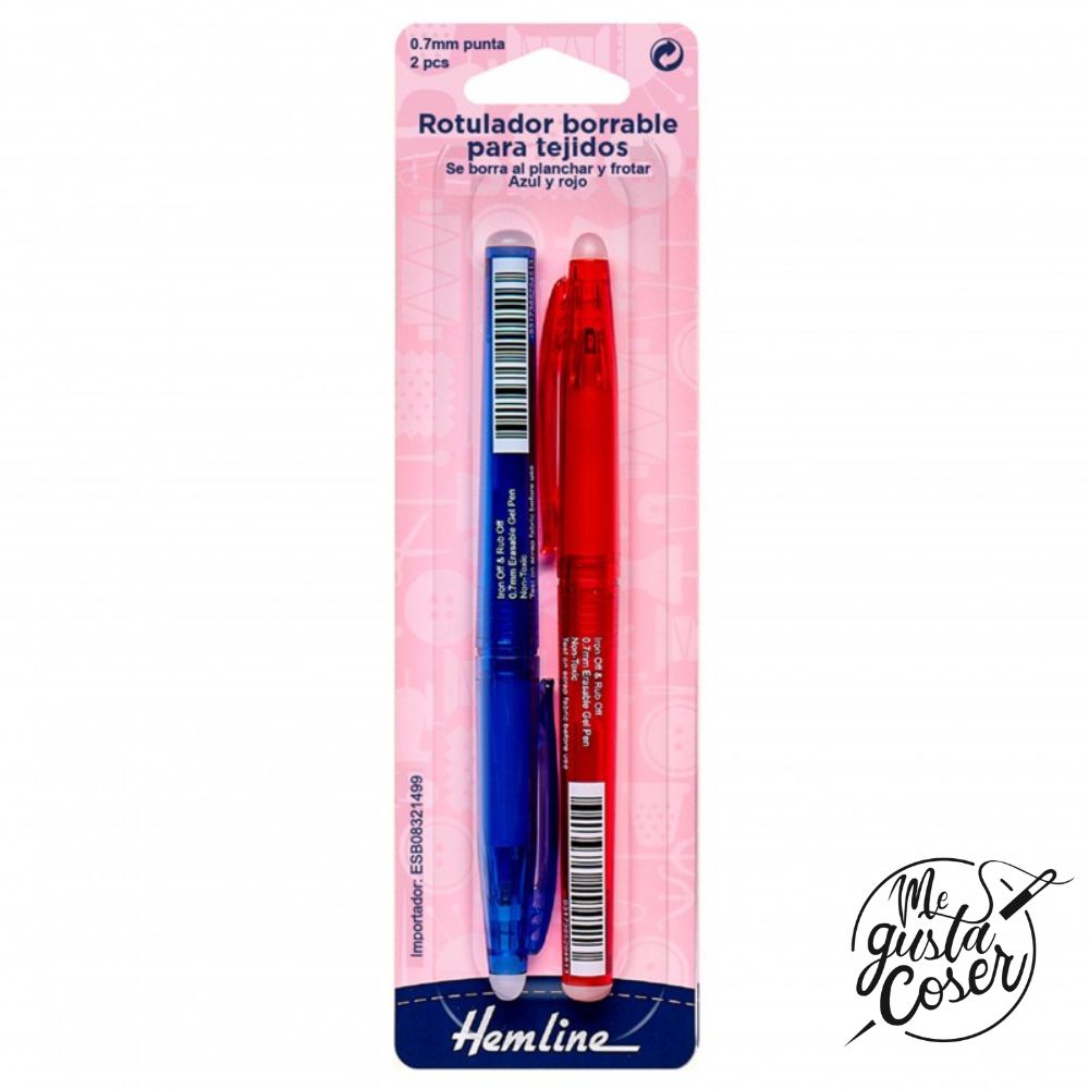 Rotulador Borrable para Telas – Azul y Rojo (Pack 2 unidades)
