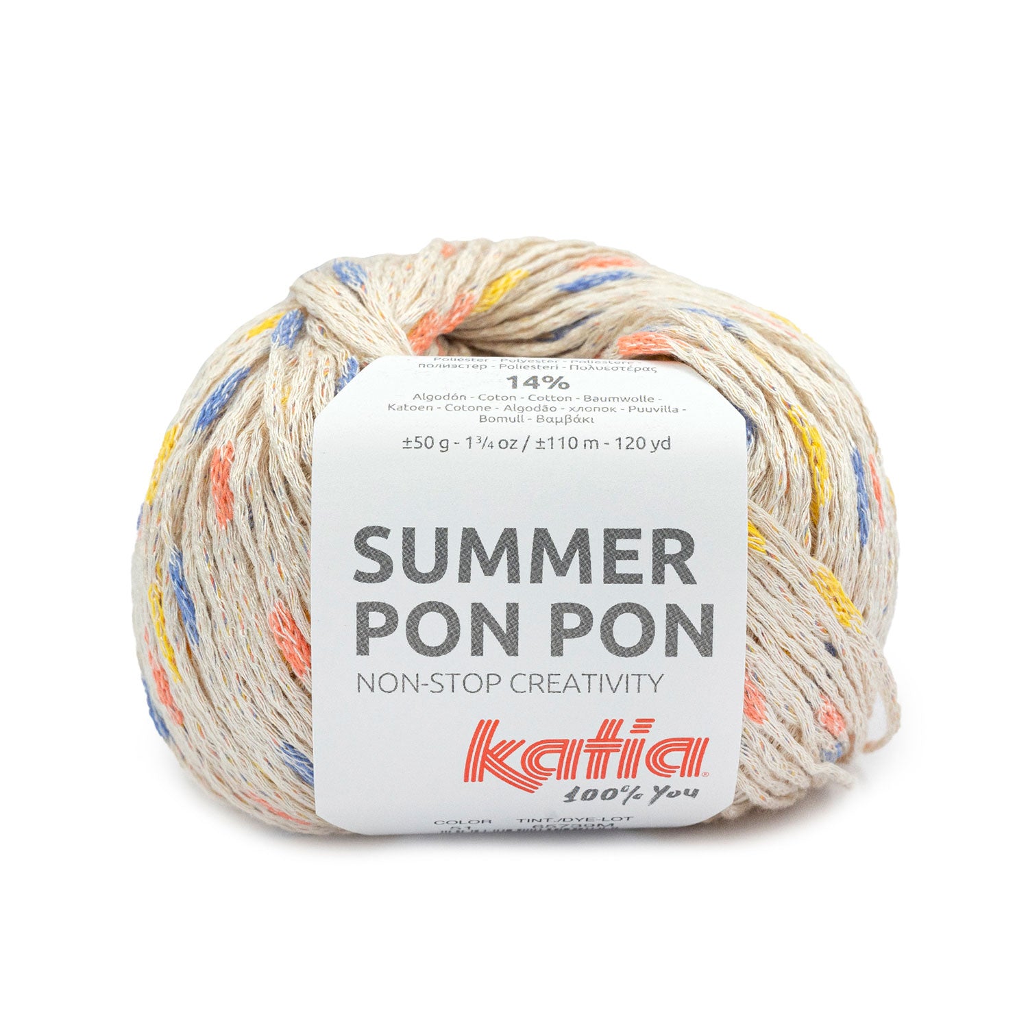 Ovillo cinta redonda con mini pompones Summer Pon Pon Katia