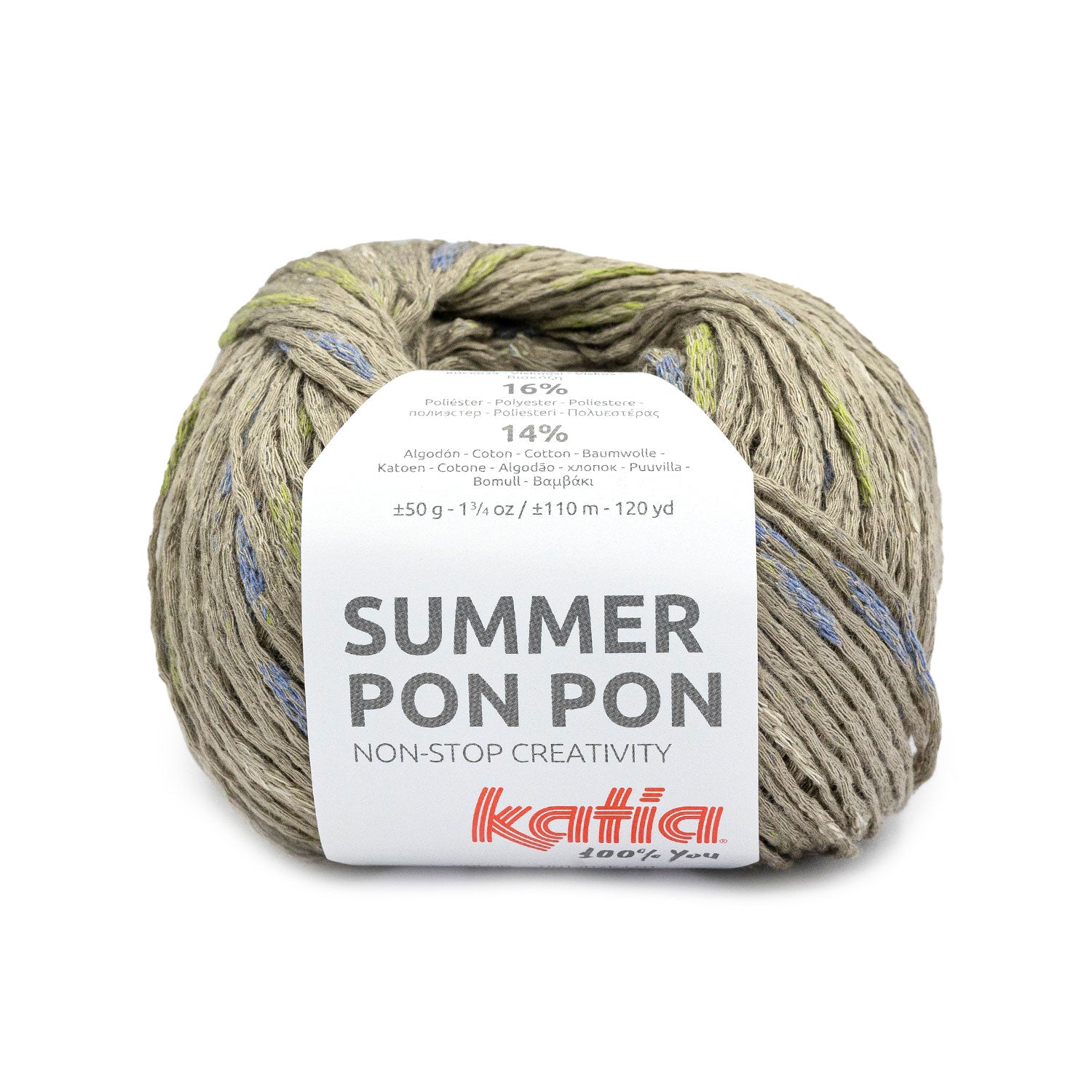 Ovillo cinta redonda con mini pompones Summer Pon Pon Katia