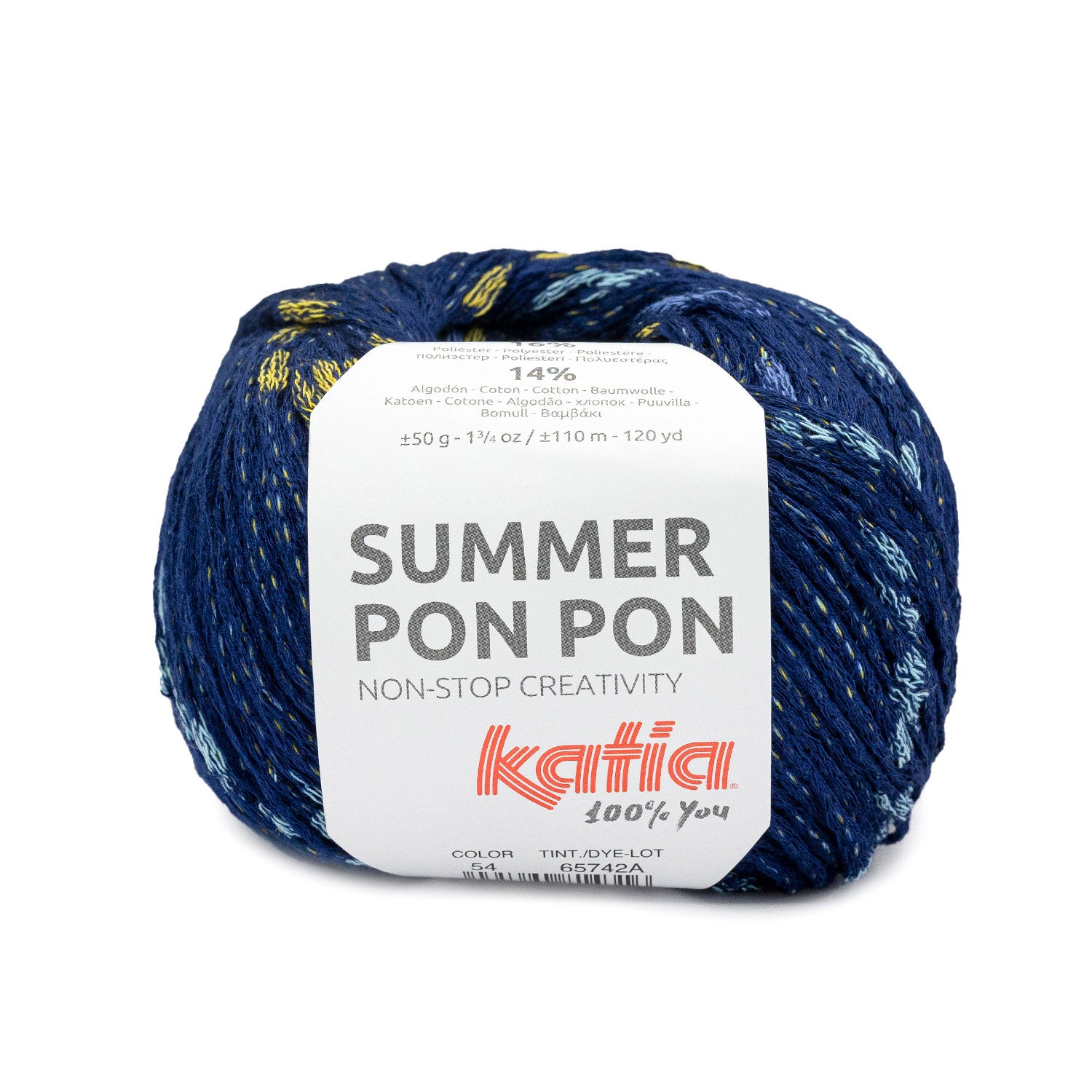 Ovillo cinta redonda con mini pompones Summer Pon Pon Katia
