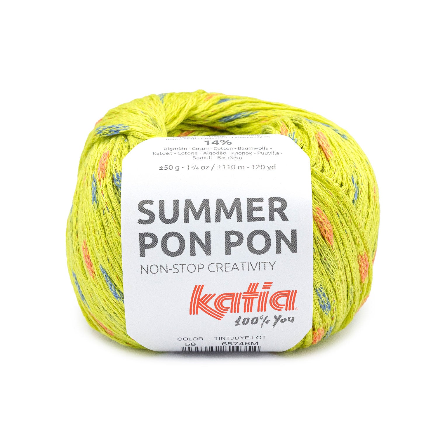 Ovillo cinta redonda con mini pompones Summer Pon Pon Katia