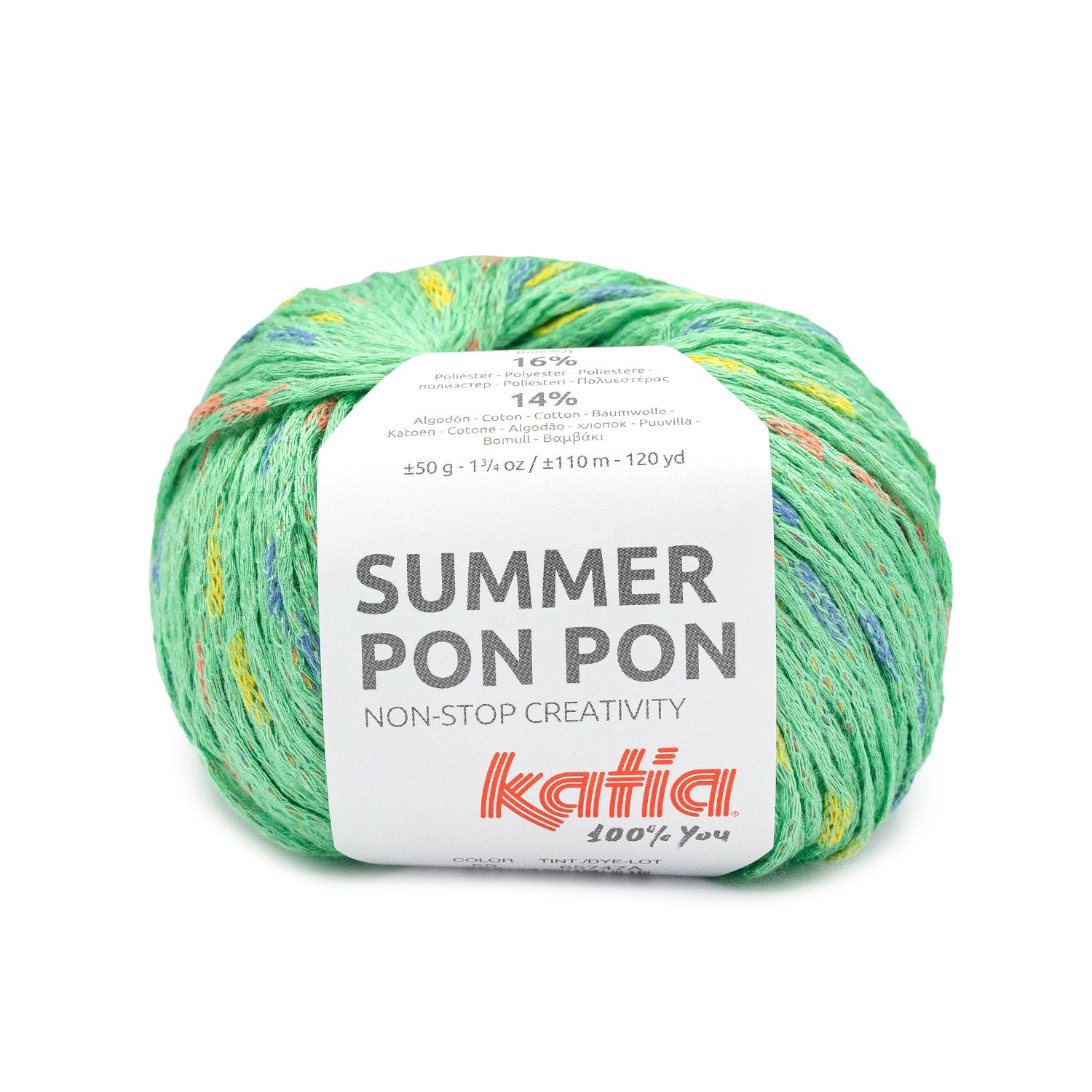 Ovillo cinta redonda con mini pompones Summer Pon Pon Katia