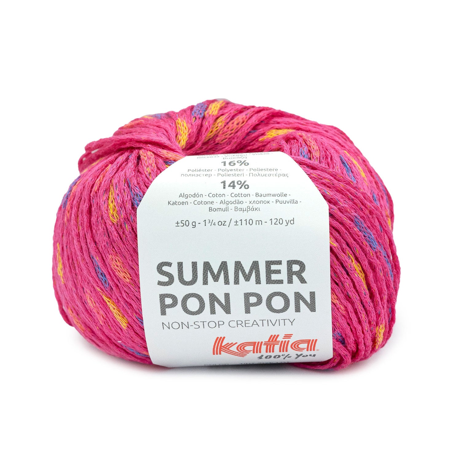 Ovillo cinta redonda con mini pompones Summer Pon Pon Katia