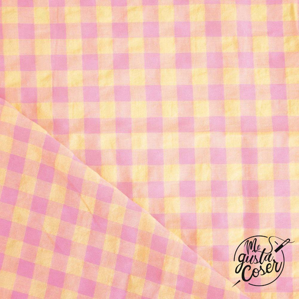 Tela de cuadros vichy rosa y amarillo – Katia Fabrics