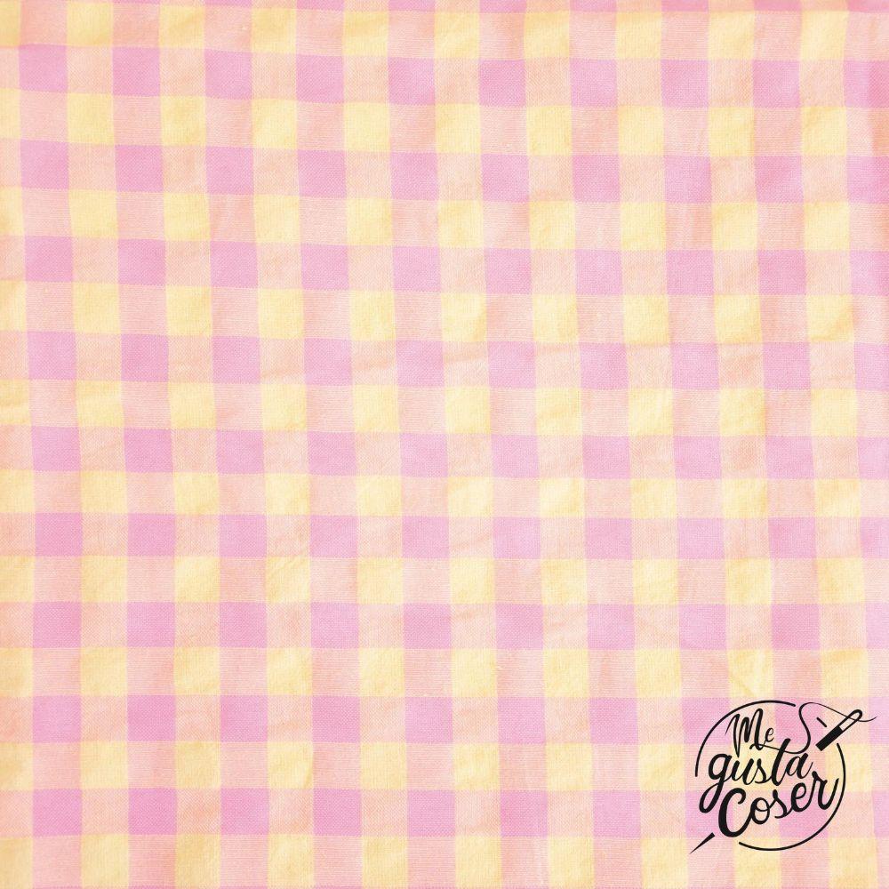 Tela de cuadros vichy rosa y amarillo – Katia Fabrics