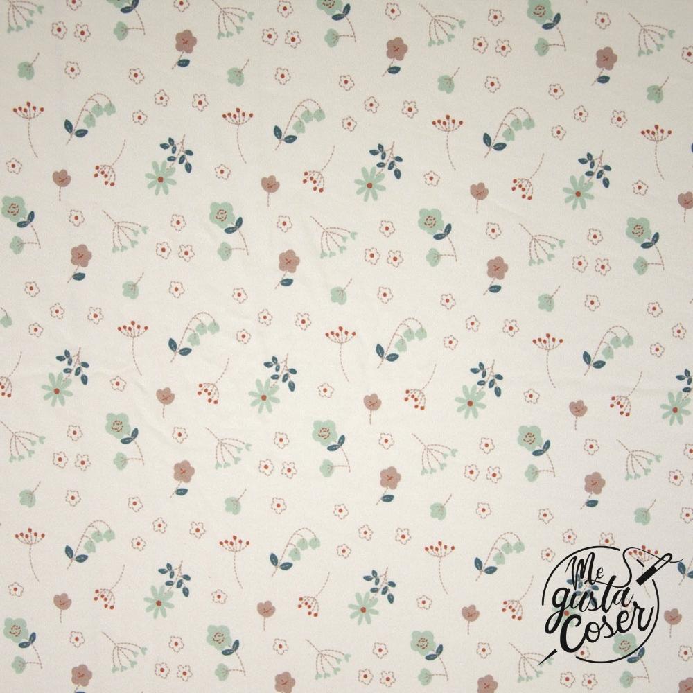 Tela de punto afelpada floral Jersey Brushed Embroidery Travel de Katia