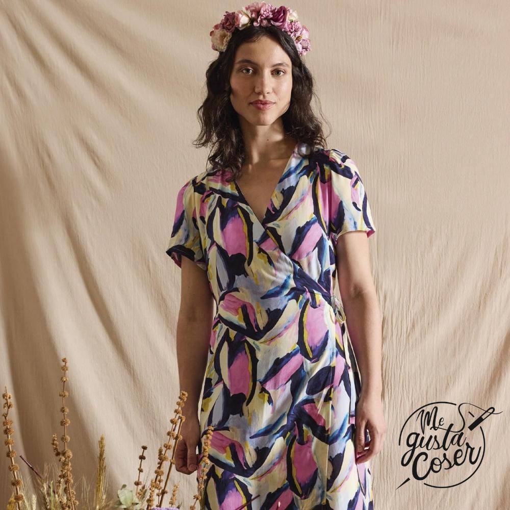 Tela de viscosa chalis Lilac Butterfly de Katia