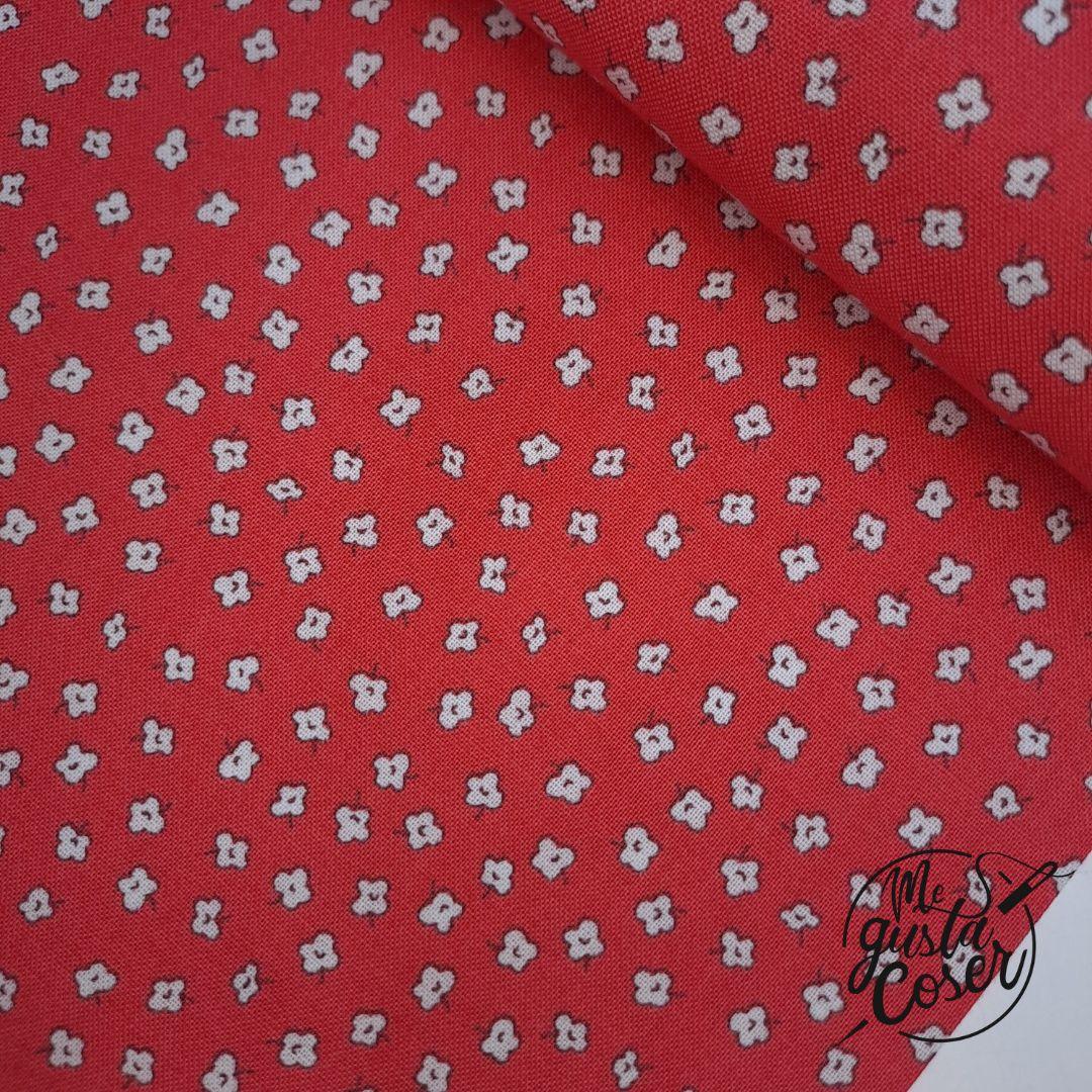 Tela patchwork Storybook flores en rojo