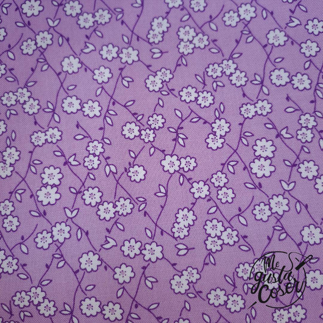 Tela patchwork Storybook flores malva