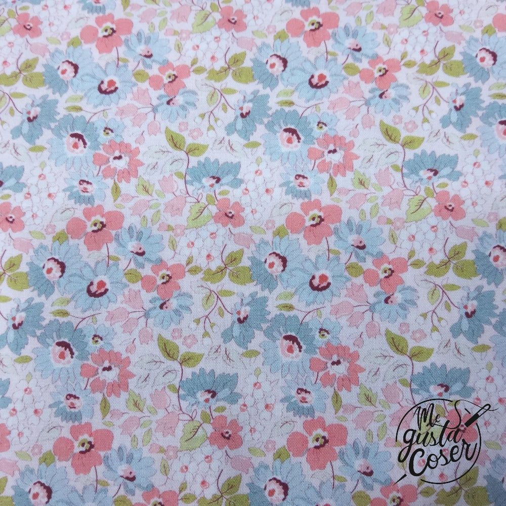 Tela popelin algodón estampado flores Liler 5