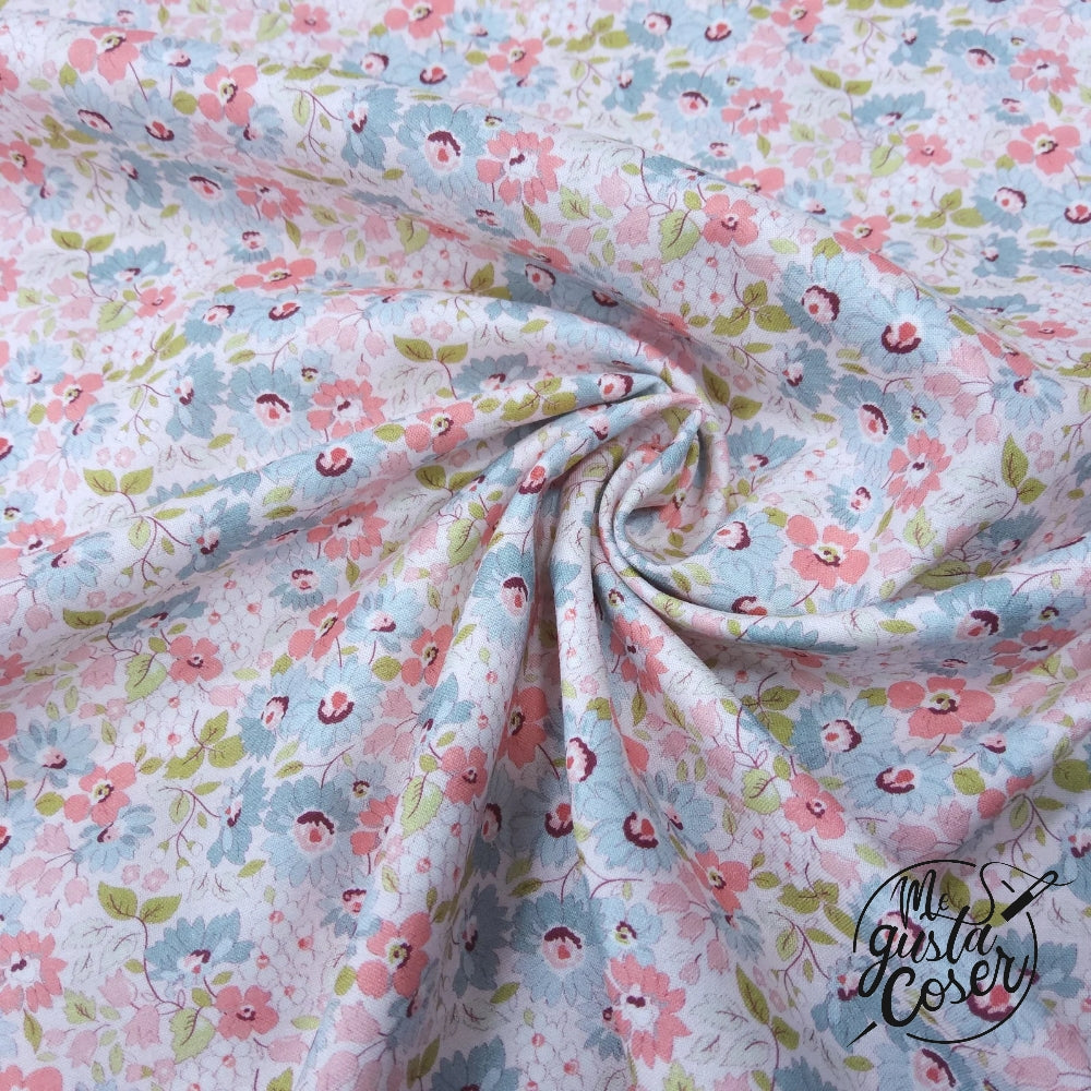 Tela popelin algodón estampado flores Liler 5