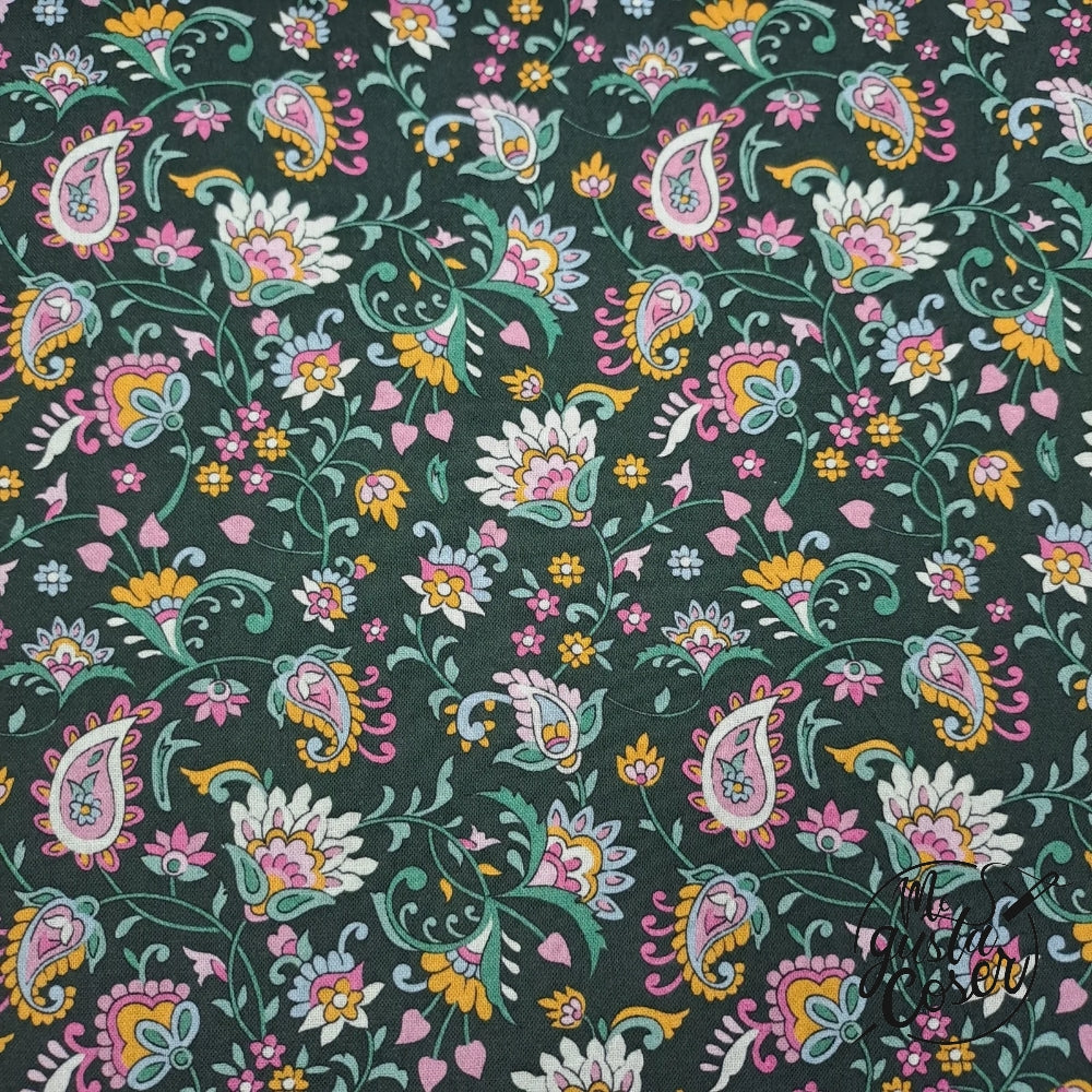 Tela popelin algodón estampado flores retro Kala 4