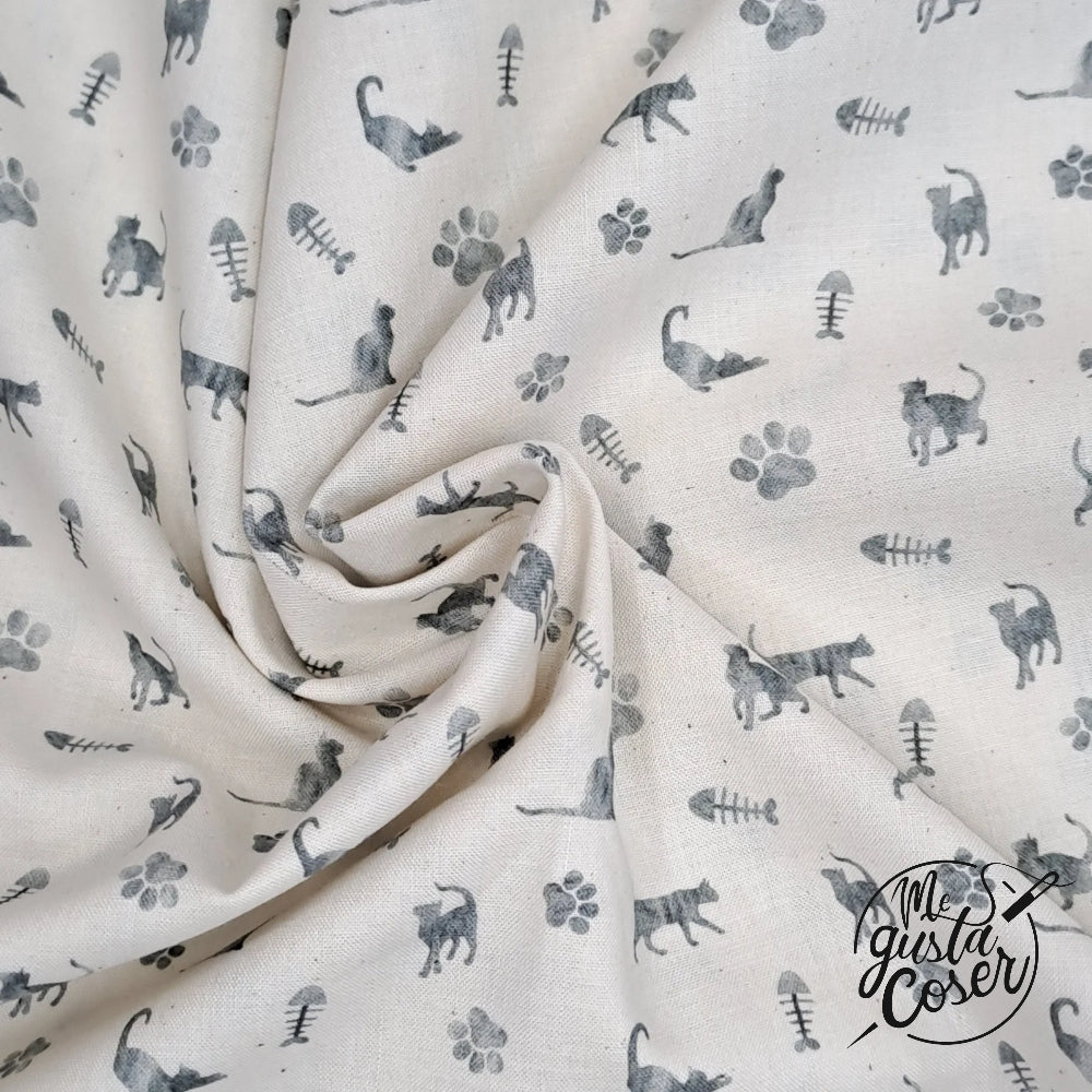 Tela popelin algodón estampado temática Gatos Cats Lovers