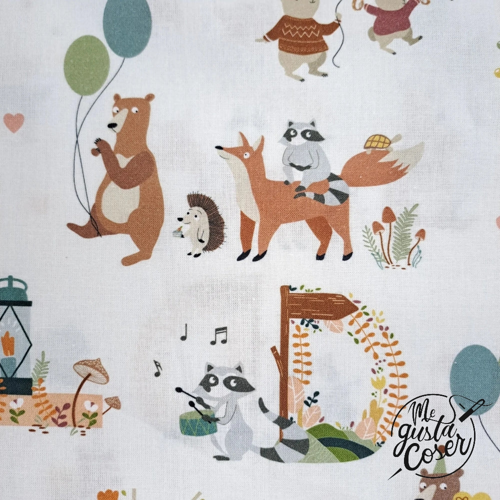 Tela popelin algodón estampado Animales de fiesta