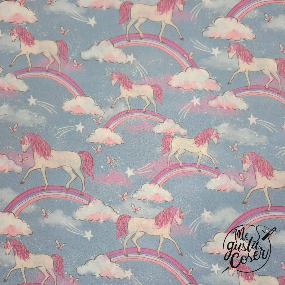 Tela popelin algodón estampado Unicornio rosa Unicorn Dreams