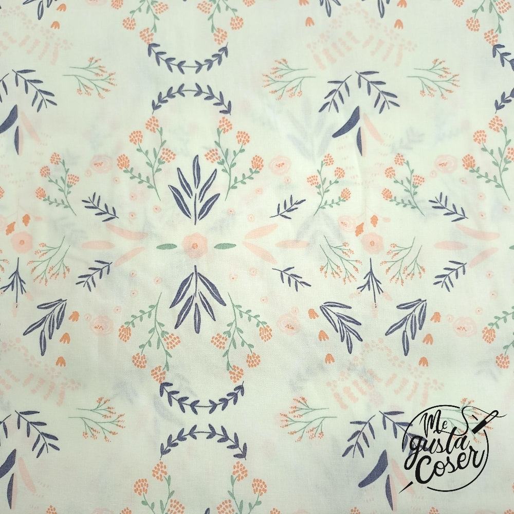 Tela popelin algodón estampado floral Birth flowers