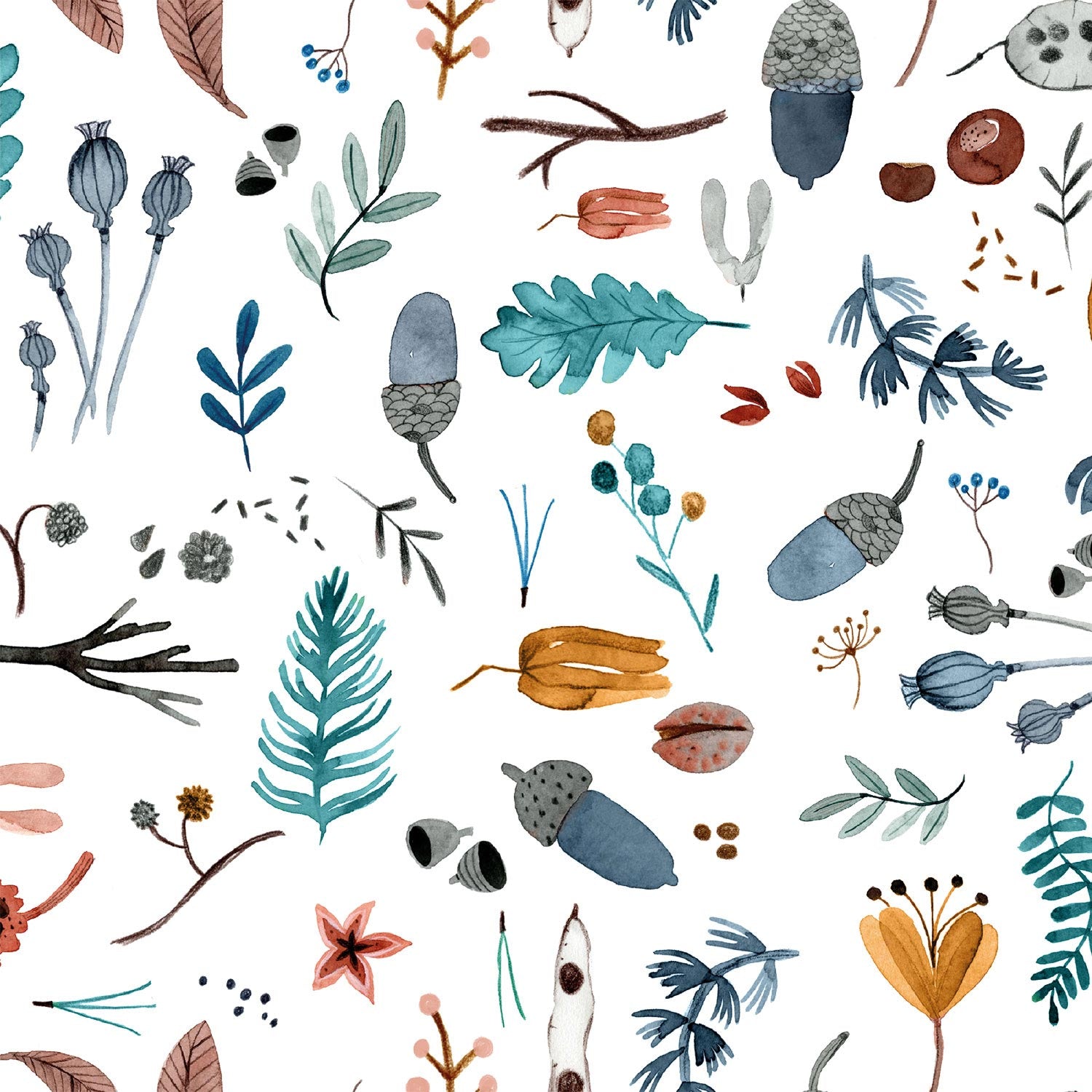 Tela Popelin Squirrel Forest