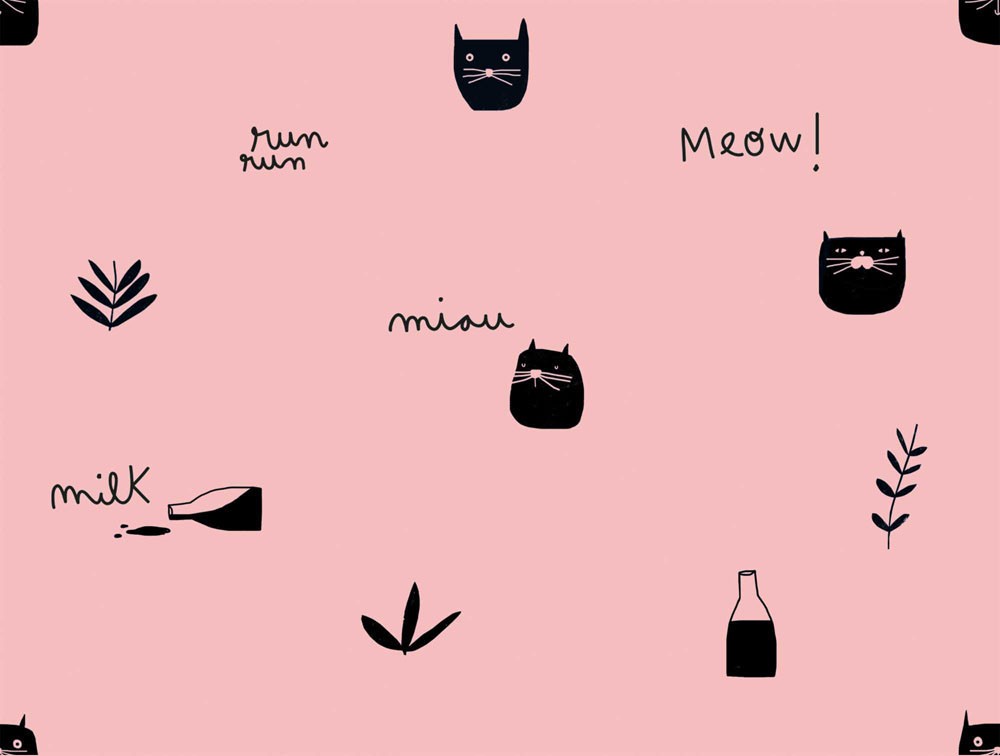 Tela Jersey Pink Milk Meow