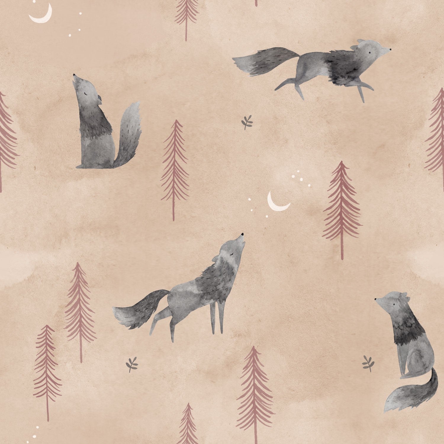 Tela popelin Wolf Howl