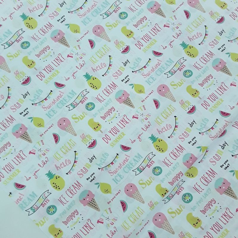 Tela Popelin helados kawaii