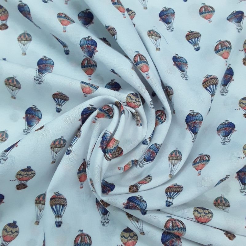 Tela voile de algodón con globos aerostáticos