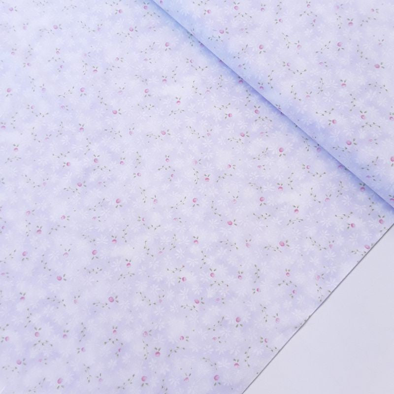 Tela patchwork Florecitas fondo malva