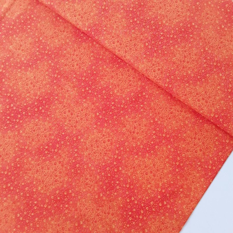 Tela patchwork floral tonos naranjas