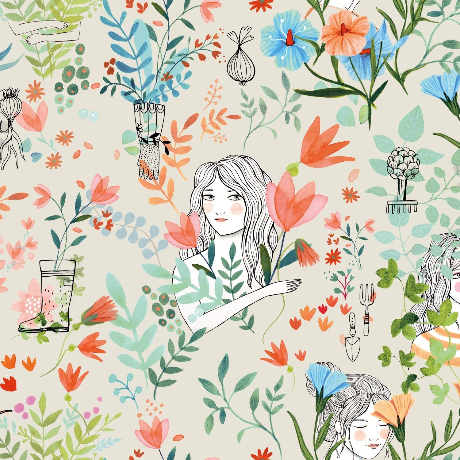Tela popelin Garden Flowers