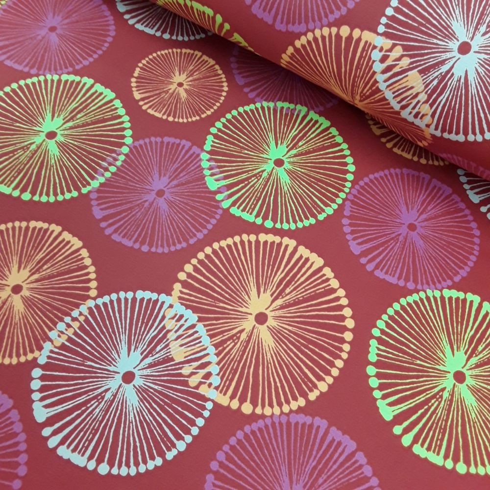 Loneta geometric rojo 280cm oferta