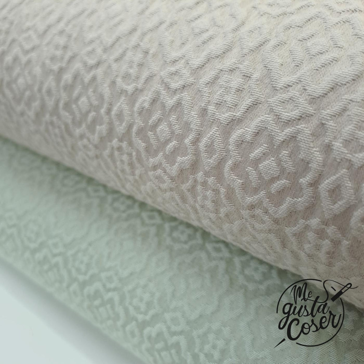 Brocado de algodón geométrico beige claro