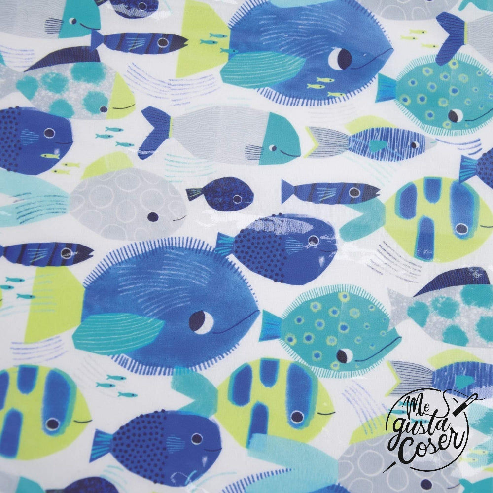 Tela algodón laminado Peces