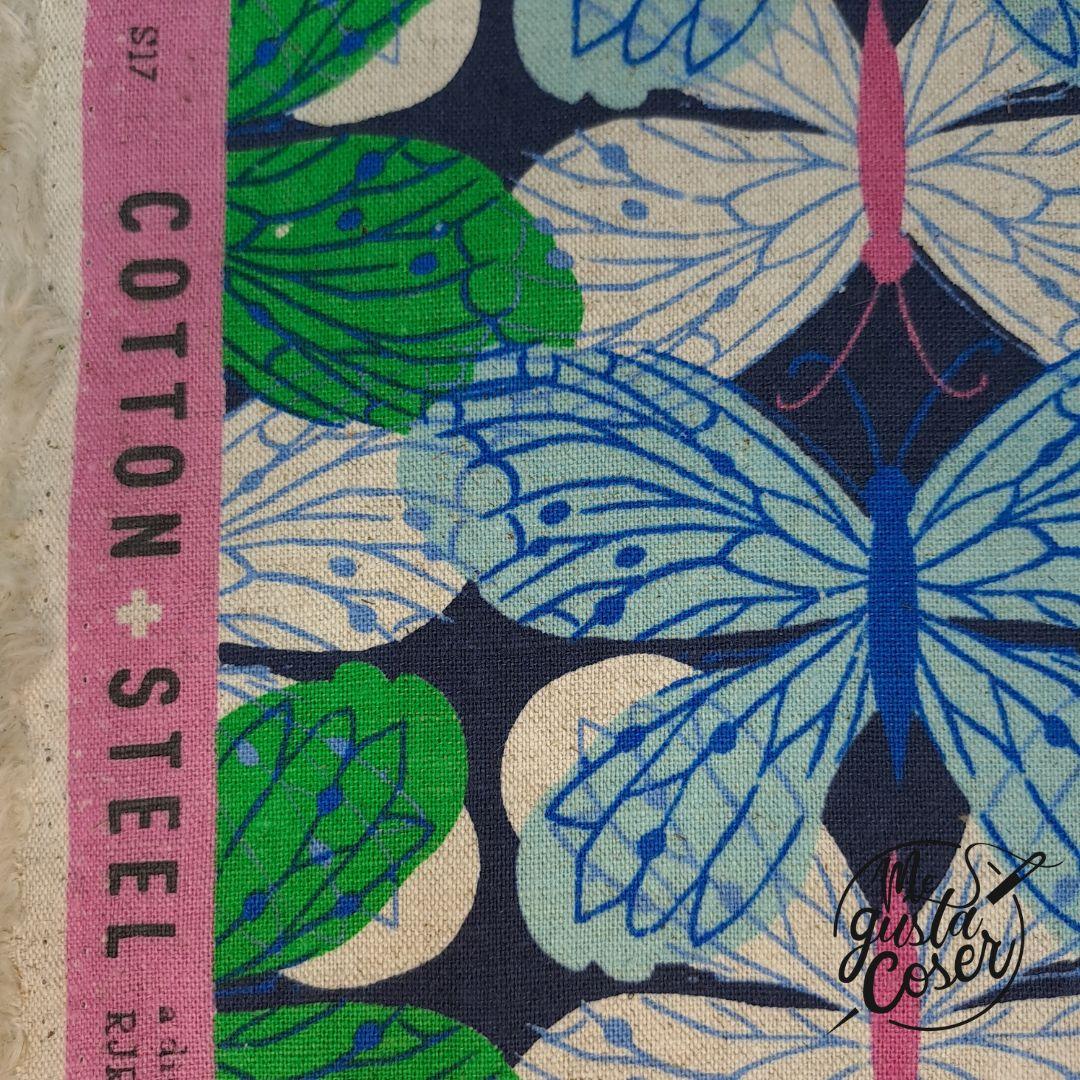 Tela Canva patchwork Cotton and Steel Beauty Shop mariposas