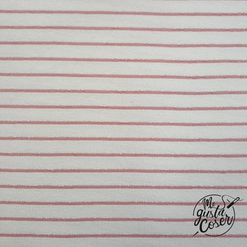 Tela de punto efecto toalla Sweat Towel Stripes roja de Katia