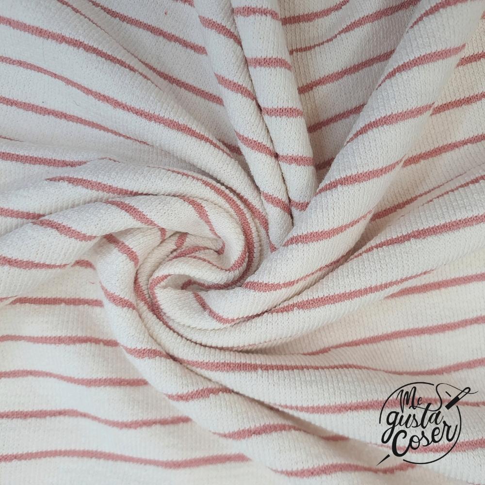 Tela de punto efecto toalla Sweat Towel Stripes roja de Katia