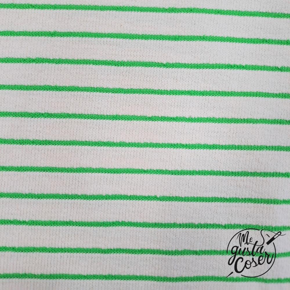 Tela de punto efecto toalla Sweat Towel Stripes verde de Katia