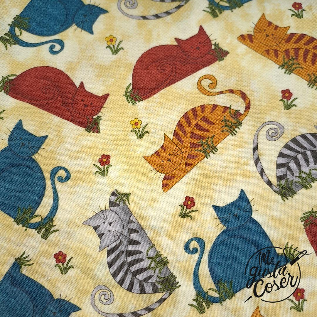 Tela patchwork Colorful Cats  Gatos de colores
