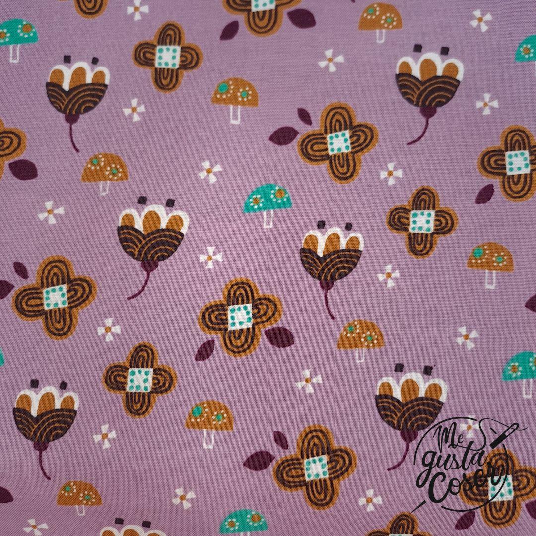 Tela patchwork Cotton and Steel Kinoko to Hanachan