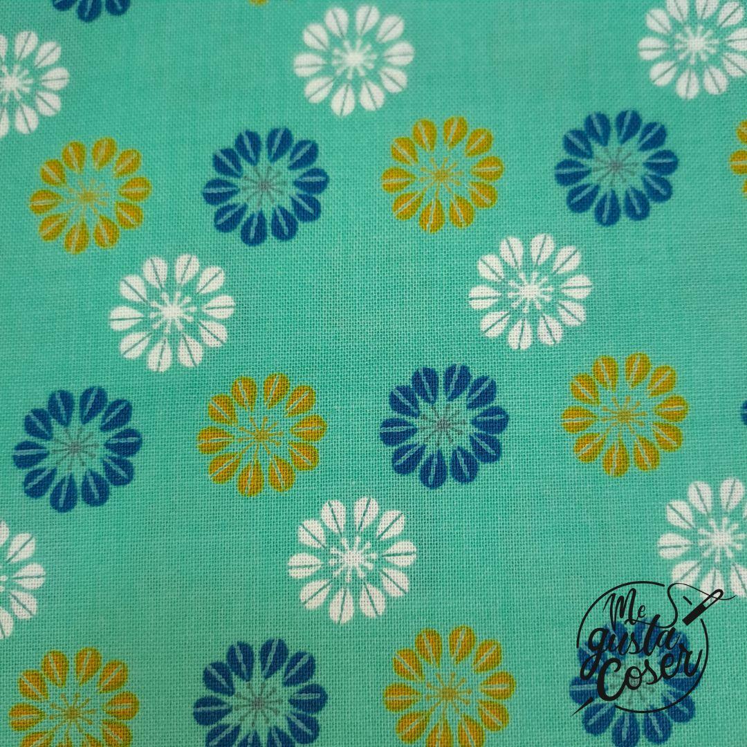 Tela patchwork Cotton and Steel Mustang Flores turquesa 0007 2