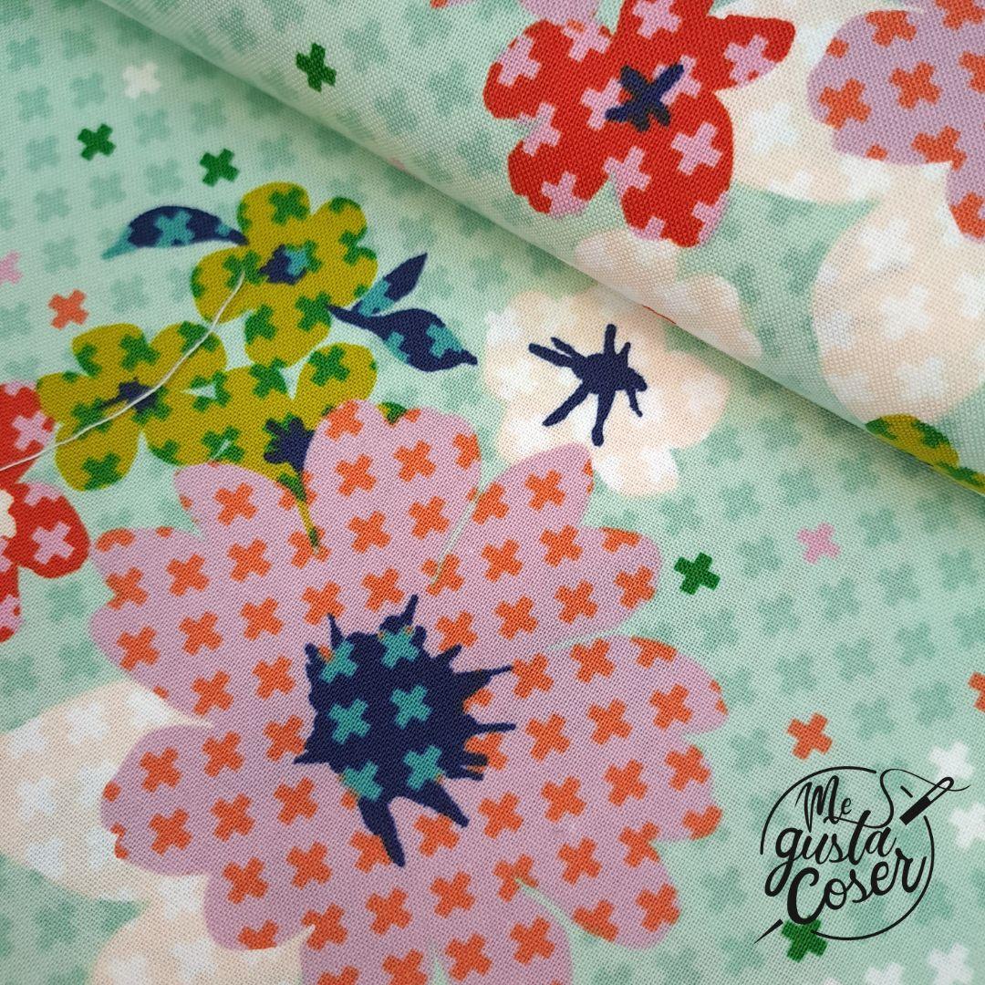 Tela patchwork Cotton and Steel Mustang cenefa flores 0001 1