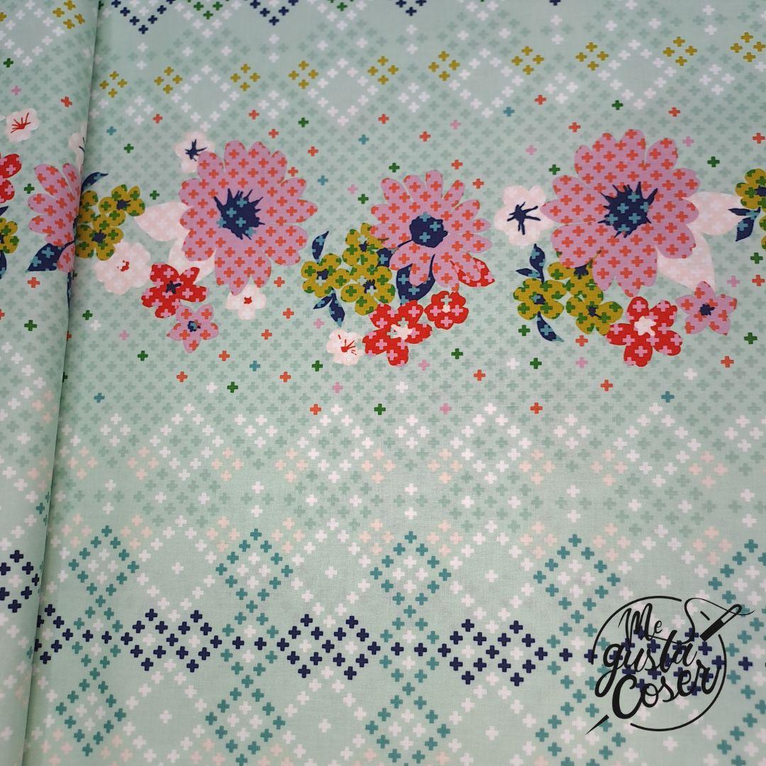 Tela patchwork Cotton and Steel Mustang cenefa flores 0001 1