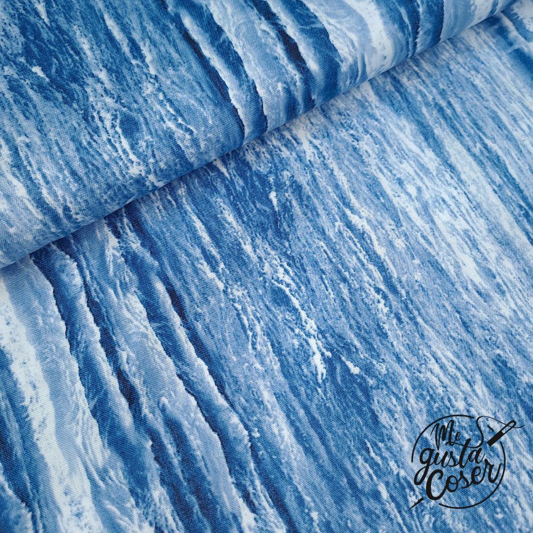 Tela patchwork Danscapes olas de mar