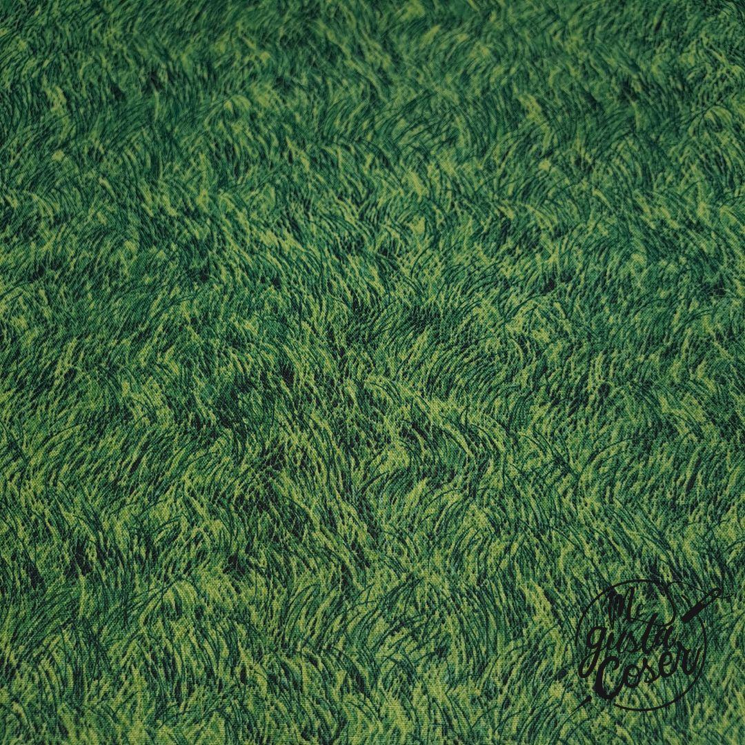 Tela patchwork Dandescapes hierba verde