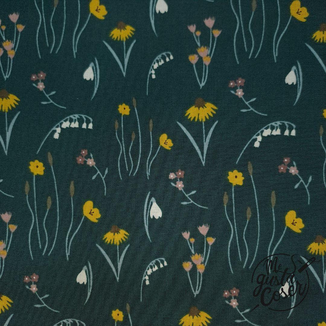 Tela patchwork RJR Pond life Mini Meadow flor verde