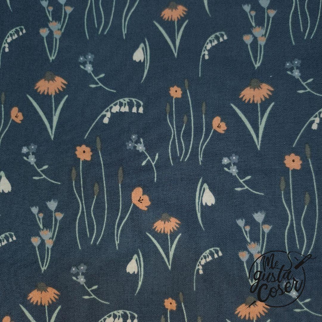 Tela patchwork RJR Pond life Mini Meadow flor petrol
