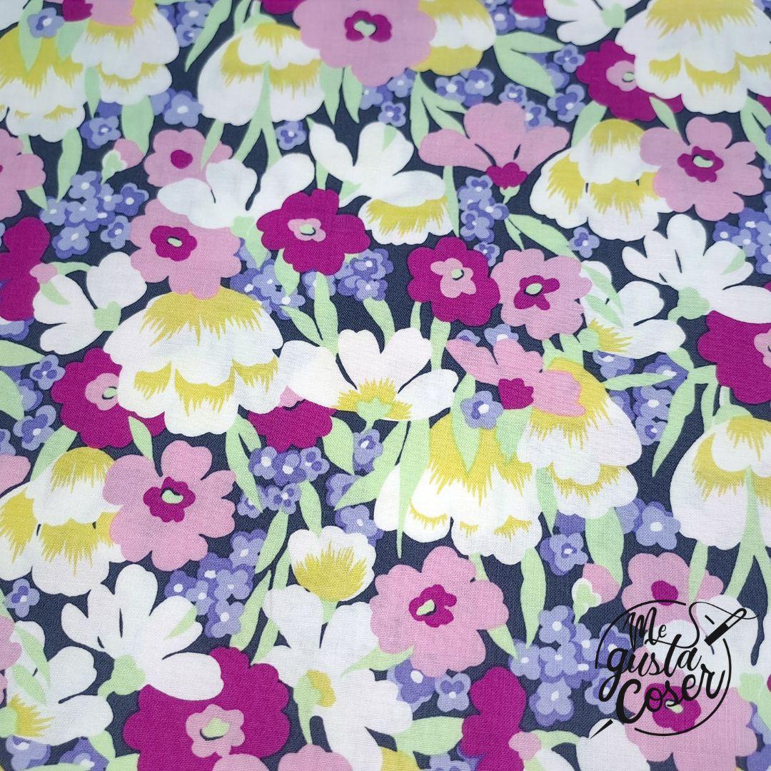 Tela patchwork Wild blossom morados