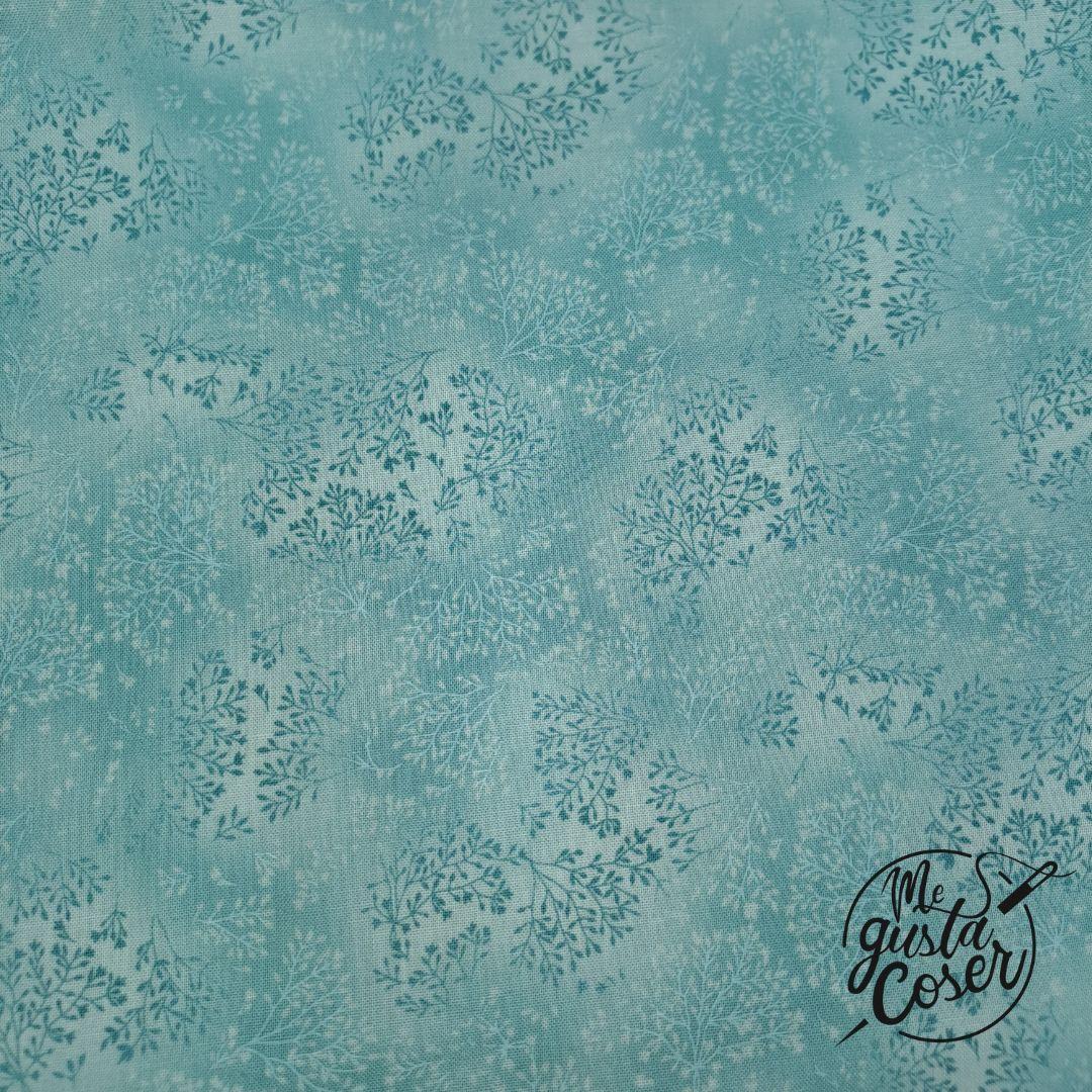 Tela patchwork ramas tonos aguamarina