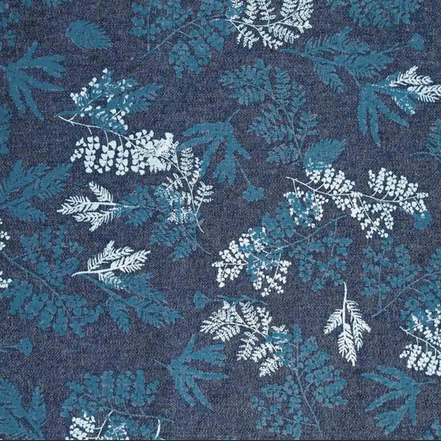 Tela denim floral Winter Leaves