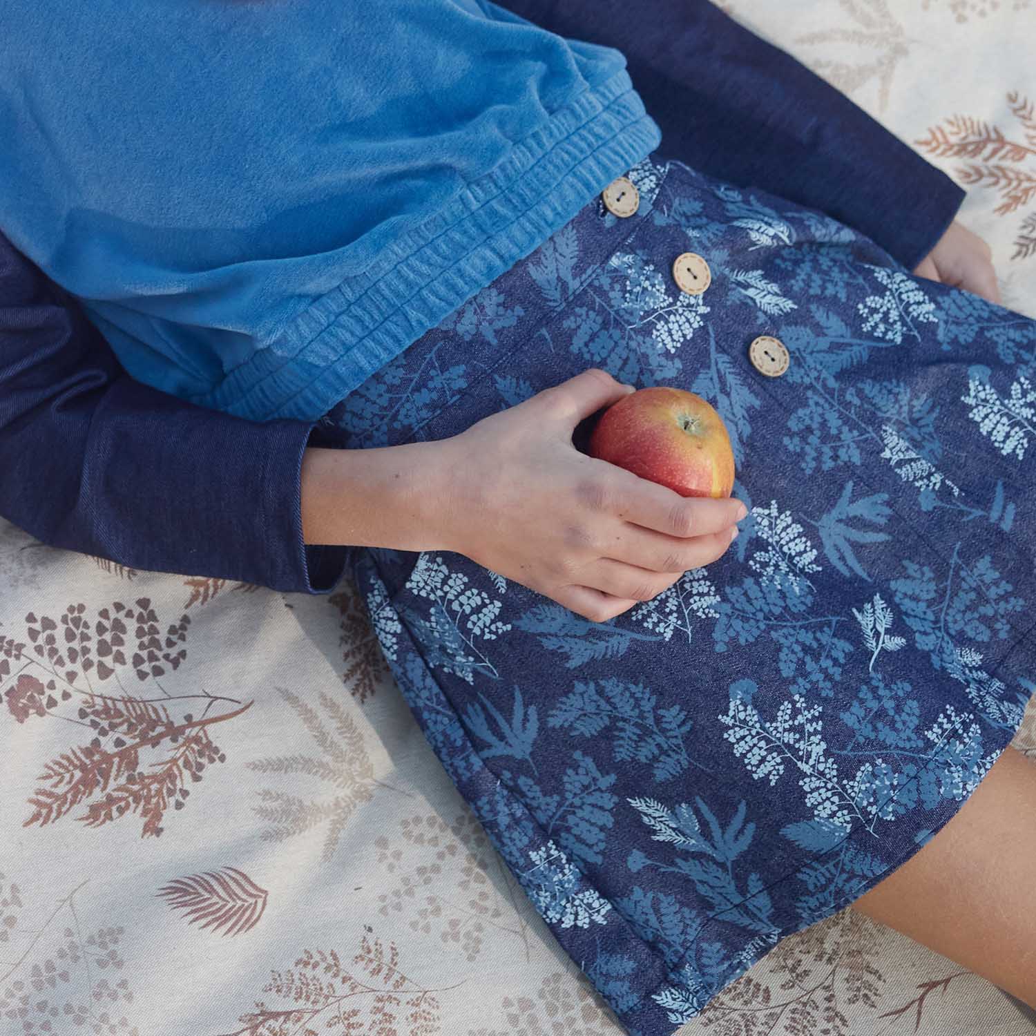 Tela denim floral Winter Leaves