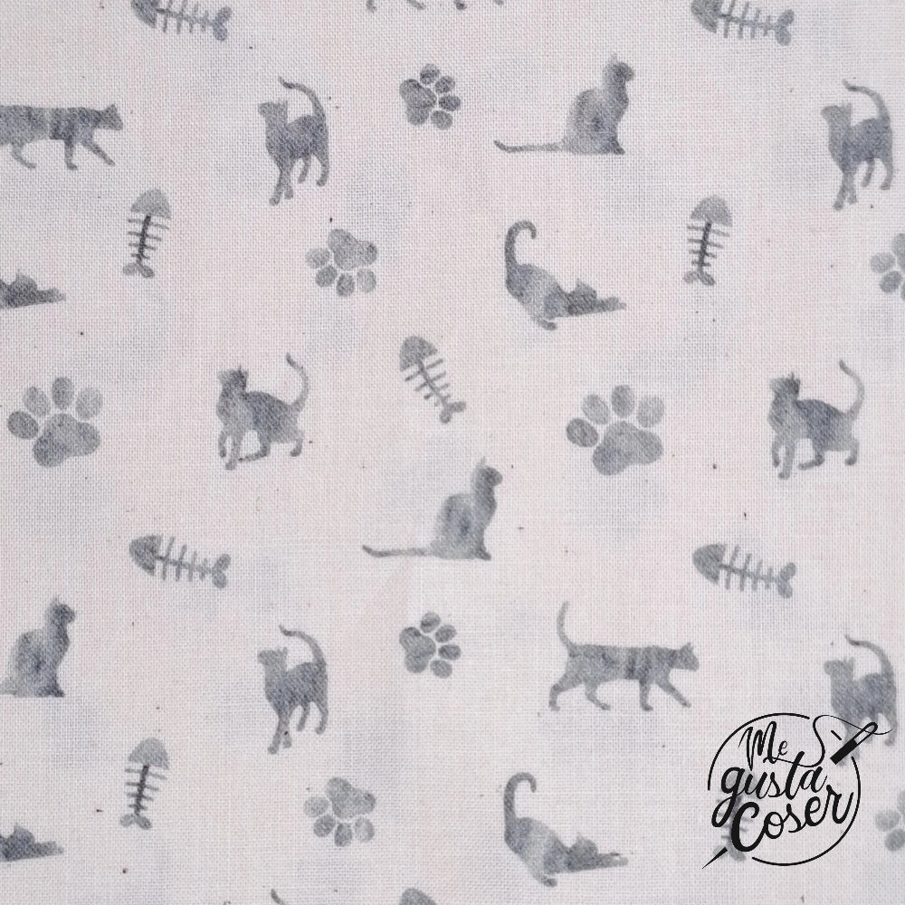 Tela popelin algodón estampado temática Gatos Cats Lovers