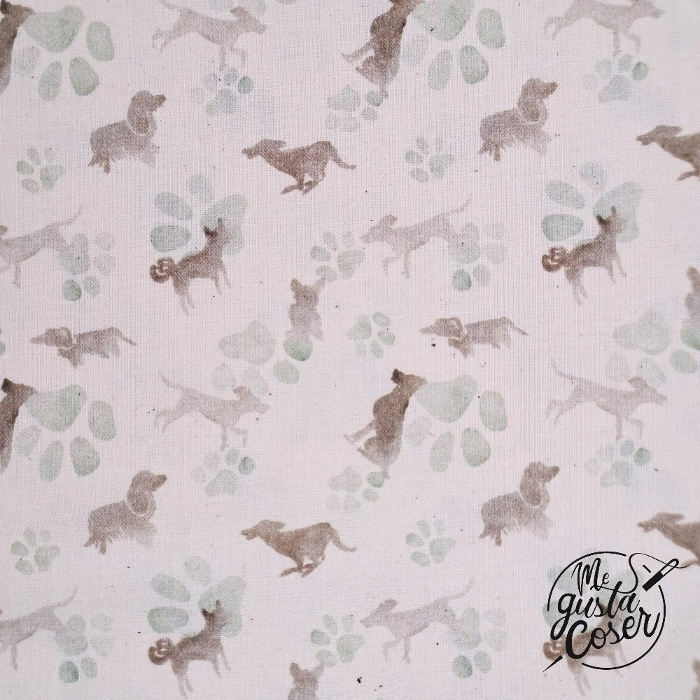 Tela popelin algodón estampado temática Perros Dog Friends